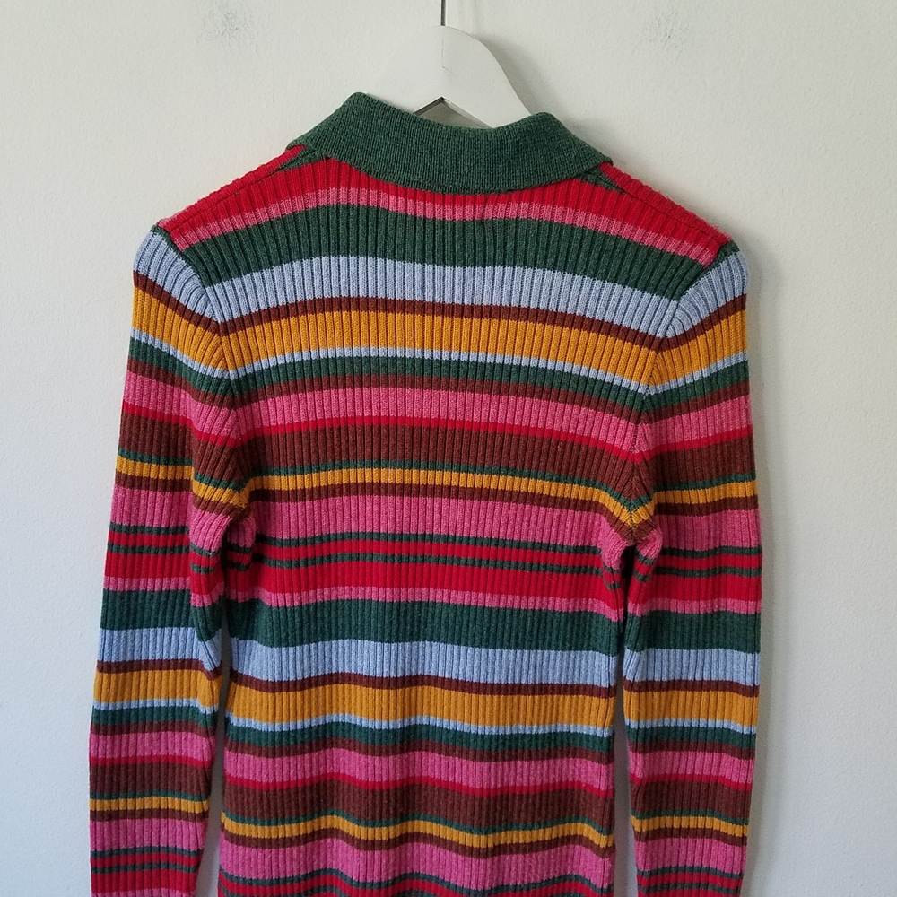 Rachel Antonoff Polo Rib Knit Sweater Dress In Multi Color Striped Size Small - Picture 6 of 10